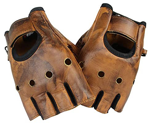 EURO STARS Motorradhandschuhe Biker Fingerlose Handschuhe Braun, Handschuhe für Motorrad, Fahrrad, Auto, Klettern und Camping Outdoor (3XL, König Brown)