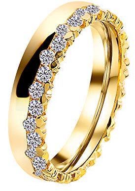 DOOSTI Trauring/Partnerring CROWN Silber 925 hochwertig gelbgold vergoldet – inkl. Gratis Gravur