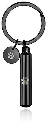 PiercingJak Personalized Gravur Schlüsselanhänger Hund Pfote Asche Urnen Memorial Flasche Anhänger Andenken Erinnerung Schmuck, Schwarz