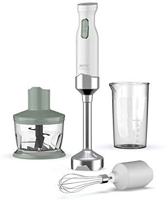 Imetec Frulla&Crea Frullatore a Immersione, 3 Accessori, Tritatutto, Frusta e Bicchiere BPA free, Piede Large, 2 Velocità, 1000 W, 15000 Giri Minuto