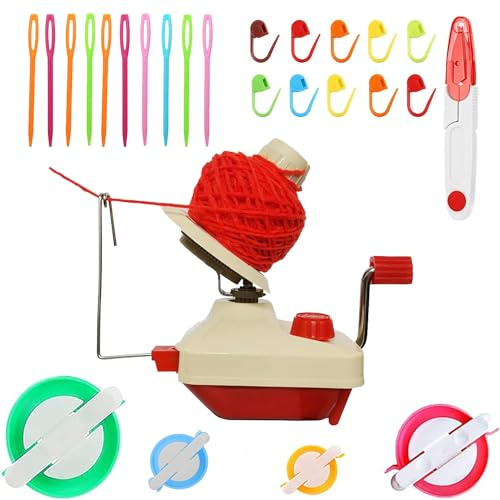 Knewmart Bobinadora de Hilo,Kit de bobinado de Lana de Punto con Tablero de Bobina,1Bobinadora de Hilo + 1PC Tijeras (26)
