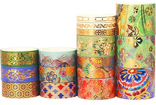 YUBX 15 Rollen Washi Tape Set Masking Tape Folie Klebeband Bunt Stickerei Muster für DIY Handwerk, Bullet Journals, Planer, Scrapbooking, Verpackung (Splendid Embroidery)