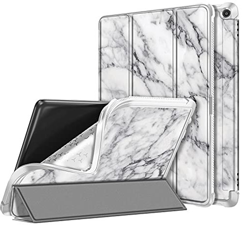 FINTIE Slim Funda para Amazon Fire HD 10 (Solo Compatible con el Tablet de 11.ª generación, Modelo de 2021) - Carcasa Trasera de TPU Suave con Auto-Reposo/Activación, (Z-Marble White)