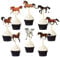 Blumomon 32 Pack Horse Cupcake Toppers - Assembled Horse Racing Cake Toppers for Equestrian Themed Birthday, Baby Shower, Wedding Party Decorations