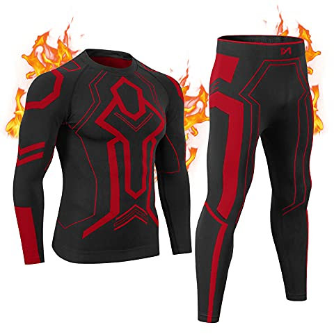 MeetHoo Thermounterwäsche Herren, Funktionswäsche Männer Skiunterwäsche Atmungsaktiv Funktionsunterwäsche Hause Thermo Unterwasche für Running Sports Ski