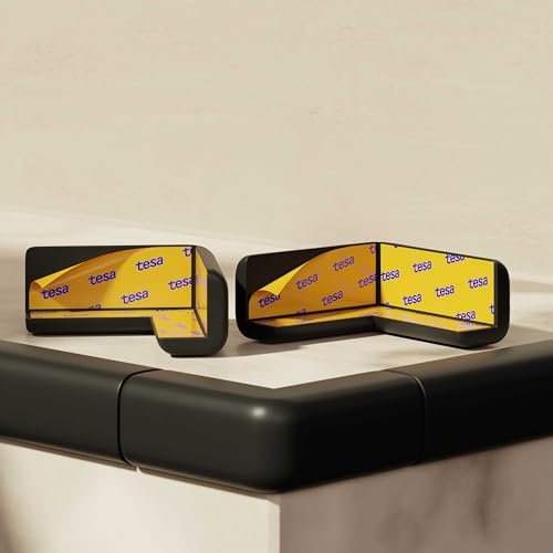 Adlersfeld® Kantenschutz Baby | 4 Meter + 8X Eckenschutz Baby | Selbstklebender Tischkantenschutz für Babys & Kinder | Starker Halt | Eckenschutz Kantenschutz Selbstklebend (Schwarz)