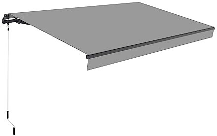 Wasabi - Toldo Exterior Manual Enrollable 3x2m Gris - Lona Poliéster - para Terraza, Balcón o Jardín - Estructura Retráctil Antracita Resistente de Aluminio - Manivela incluida