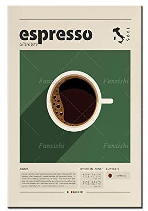 TANYANG Espresso-Poster, Kaffeedruck, Italienischer Kaffee, Retro-Poster, Einweihungsgeschenk, Küchendekor, Mid-Century-Poster, Minimalistischer Druck 60X90Cm Kein Rahmen