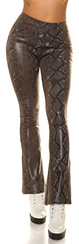 Koucla Snake Printed Leder Look High Waist Leggings mit Schlag