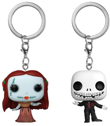 Funko Pop! Keychain: Disney The Nightmare Before Christmas - 2 Pack Holiday Jack Skellington & Sally - Disney: The Nightmare Before Christmas - Mini-Figurine en Vinyle à Collectionner - Movies Fans