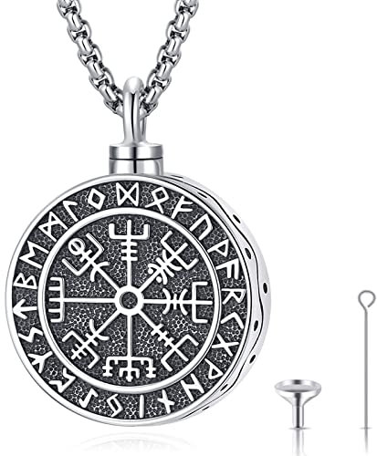 Eusense Viking Asche Anhänger Kette für Männer 925 Sterling Silber Urne Halskette Schmuck Asche für Haustier Hund Katze Mensch