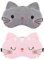 Schlafmaske Kinder Schlafmaske Kätzchen 2 Stücke Weiche Schlafbrille mit Verstellbaren Trägern Katz Sleeping Mask Für Frauen Kinder Mädchen Damen Schlafen, Nickerchen Machen, Reisen, Im Flugzeug