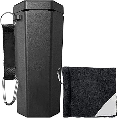 QOXEZY Advanced Golf Ball Cleaner with Cleaning Cloth, Multipurpose Golfs Ball Washer, Golfs Club Cleaning Kit,Portable Cleaning of-Golf Bags or Carts Machine for Men Women Adults-Black