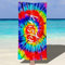 Souarts Personalisiert Microfaser Strandtuch Badetuch 152cmx76cm, Baumwolle Handtuch Stranddecke Strandlaken Sandfreie Schnell trocknende für Strand Reise Schwimmen(Bunt Tie-dye)