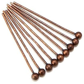 100-200 pz/lotto 20-70mm Perni a Sfera Perni a Testa Per Gioielli Che Fanno Risultati Orecchini Accessori Fai da Te Perni a Sfera Piatta Aghi-Rosso Rame,25mm x 200pcs