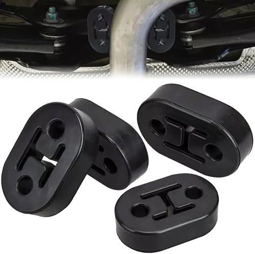 4 Pièces Support D'Échappement en Caoutchouc Noir, Silent Bloc Echappement, Cintre D'Échappement, Support D'Échappement Voiture Universel, 2 Trous 12mm, Convient à La Plupart Des Voitures