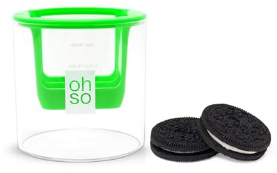 OHSO Little Cookie Dipper - 8 Oz Glass, Oreo Dunker Funnel, 4 Milk Dipping Levels, Dunk 2 Cookies at Once, Holds at Desired Level, Perfect Hands-Free Dip Every Time