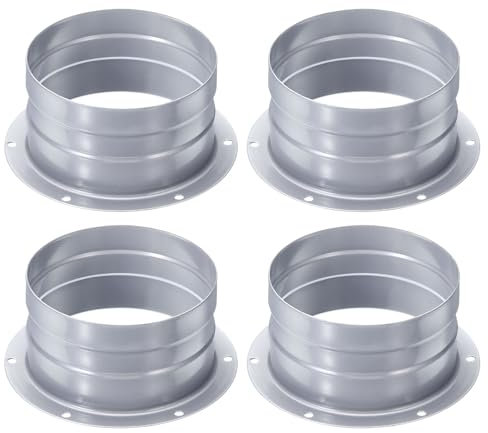 PATIKIL Duct Connector Flange, 4 Inch, 4 Pack Straight Pipe Exhaust Flange, Galvanized Steel Duct Mounting Plate for Heating Cooling Ventilation, HVAC System