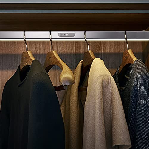 XIBANY Beleuchtete Kleiderstange 40–120 cm, Kleiderstange aus Metall mit LED-Leuchten, 2-in-1-Garderobenstange, eingebauter Akku und Infrarotsensor, Belastung 50 kg (Größe: 550 mm) Feito NA China