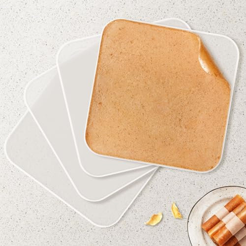 Septree Silicone Dehydrator Trays with Edge, Dehydrator Accessories, 4Pack BPA-Free Fruit Roll Sheets, Used for Dehydrated Food, Fruit Leather, Jerky, Herbs, Meat, Mushroom, Swiss Rolls,11 x 11