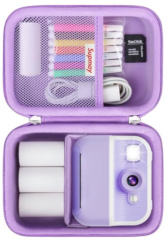Supmay Kids Camera Case Compatible with Hangrui/HiMont/TIATUA/CalineGam/HiMont/ETIKEZ/Lenudar/MYSTILUCK/GREENKINDER/Kaishengyuan/Luoba/Gofunly Kids Camera Instant Print,Prints Paper Storage Bag,Purple
