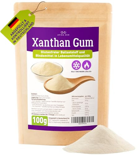 AVIDA ZEN Xanthan Gum Pulver, Bindemittel in Lebensmittelqualität, Veganer und glutenfreier Stabilisator für Eis, Suppen, Soßen, Xanthangummi Soßenbinder (100g)