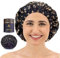 Beauxsoi Luxury Shower Caps For Women Reusable Waterproof - Satin Lined Shower Cap Soft Adjustable Shower Cap High Quality Best Shower Cap For Women As Gift To Keep Hair Dry (Fleur de Nuit)