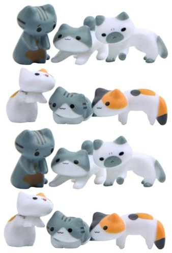 VANZACK 12 Mini-Katzenfiguren süße Miniaturkatzenlandschaft saftiges Kuchen Katzenschmuck Spielzeug Modelle Bastelminiaturen Gartenminiaturen Tier Tasse Dekorationen schmücken