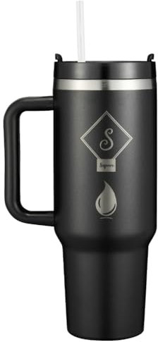 Ssquare Quencher H2.0 FlowState - Bicchiere termico sottovuoto in acciaio inox, con coperchio e cannuccia, per acqua, tè freddo, frullato e altro, colore: nero