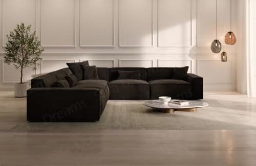Sofa Formenta in L Form als Ecksofa Stoffsofa in Samt oder Strukturstoff/Webstoff (Rot, Samt - Sun Velvet)