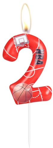Yiran NBA Number 2 Candle, Basketball Cake Toppers, NBA Theme Birthday Party Supplies