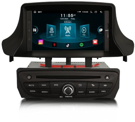GONFEN 4GB+64GB 8 Core Android 14 Autoradio per Renault Megane Ⅲ Fluence (2008-2015) con GPS Navigatore senza fili CarPlay Android Auto WiFi 4G DSP Bluetooth 5.0 USB DAB+FM/AM Radio CD 7 IPS Schermo