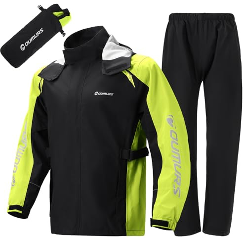 Oumurs Motorrad-Regenanzug für Damen und Herren, wasserdicht, für Angeln, Reiten, Golf, Arbeit, Fahrrad, Jagd, Camping, Regenmantel, leicht, Nylon, reflektierend, Regenhose