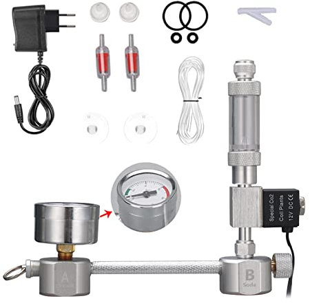 Medidor regulador de CO2 Acuario CO2 Kits de sistema regulador con solenoide burbuja de contador de contabilidad de válvula de control generador de reactores de dióxido de carbono for el crecimiento d