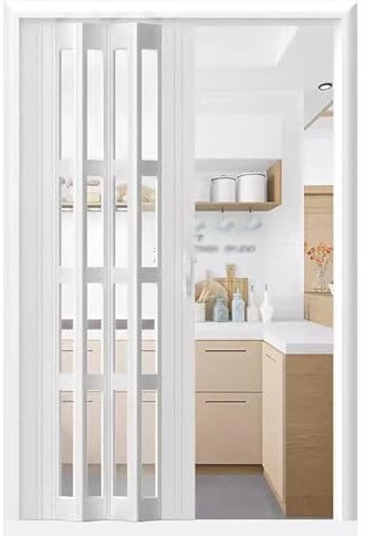 Schiebetür Falttür falttüren innentüren Multifaltbare Innentüren Akkordeonschiebetür Mit Beschlag, Moderne Raumtrenner-Tür Für Wohnzimmer, Schlafzimmer, Küchen(White,43x80in(109.2x203.2cm))