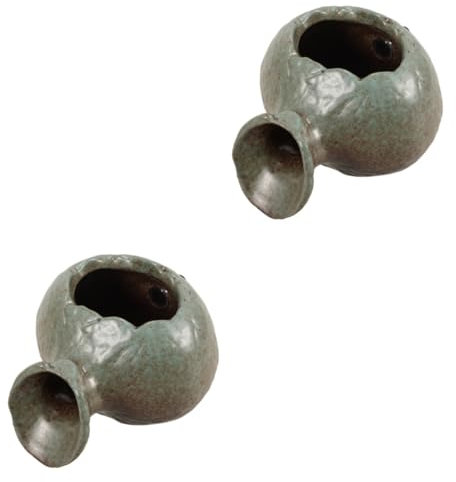Cabilock 2 Piezas Olla De Barro Cilíndrica De Agua Fuente Olla De Barro con Agua Circulante Decoración De De Jardín Escupidor De Estanque Tarro De La del Cerámica