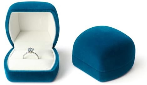 FuninCrea Velluto Singolo Scatola Anello Elegant Porta Anelli Gioielli Scatola Regalo per Orecchini, Piccoli Porta Fedi portagioie Gioie per Proposta di Matrimonio Cerimonia di Fidanzamento, Blu