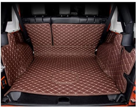 DKPMWD Kofferraummatte Komplettes Set Kofferraummatten Für Jeep Für Wrangler Für JK 2007–2018, wasserdichte Cargo-Liner-Matten, Kofferraumteppiche Fußmatten Kofferraum(Kaffee)
