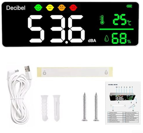 Probador digital de nivel de ruido con batería de larga duración y pantalla clara, perfecto para monitorear sonidos ambientales (A)