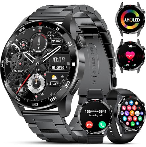 FOXBOX Smartwatch Herren Bluetooth Telefonfunktion,120+ Sport Modi Smart Watch mit Herzfrequenz Kalorien Blutsauerstoff Schlafmonitor,Android iOS