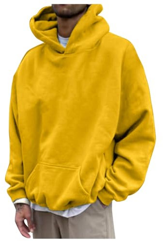 Oversized Men's Hooded Sweatshirt Basic Plain Casual Pullover Long Sleeve With Pockets Pullover Hooded Fleece Work Wear Top Unisex Ribbed Cuff Jacket Soft And Comfy Leisure Sweatshirts No Hood
