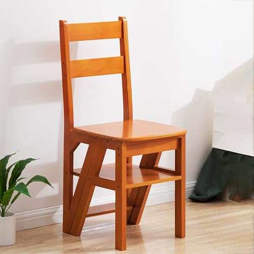Taburete plegable de madera vintage para cocina, biblioteca, restaurante, silla de escalera multiusos para uso en almacén