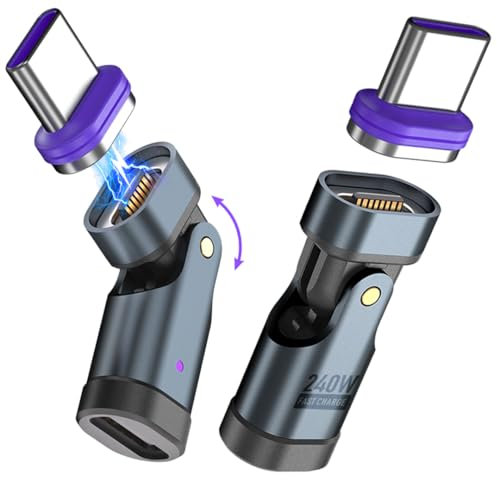 Magnilink USB-C Magnetic Adapter 2-Pack - 180° Swivel, 240W PD Fast Charging, Data Transfer, Compatible with iPhone 15, Galaxy, Steam Deck & More