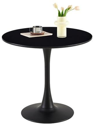 buybyroom Mid Century Modern Runder Esstisch Couchtisch Küche Kleiner Esstisch, 75cm für Esszimmer Wohnzimmer Schlafzimmer Büro Coffee Shop Bar, Schwarz