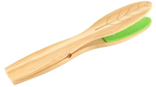 Laroal Pince de Nettoyage des Feuilles de Plantes, Brosse de Nettoyage réutilisable pour Plantes, dépoussiéreur et balayeuse Double Face en Forme de Feuille avec Manche en Bois
