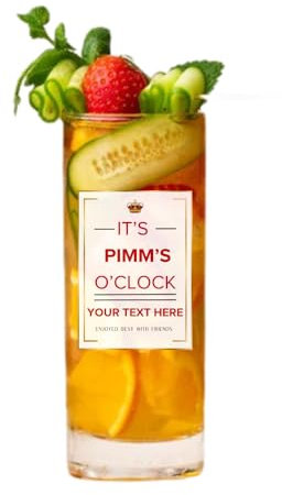 Personalised Pimm's Inspired Highball Glass, Cocktail Glass with Custom Text, 360ml