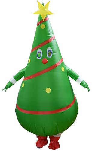 Dinoshenyu Inflatable Christmas Tree Costume for Adult Funny Blow up Christmas Tree Full Body Costume for Cosplay Party Christmas