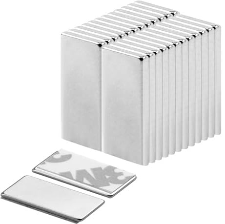24 imanes de neodimio,20 × 10 × 2 mm autoadhesivos, mini agarre fuerte, placas magnéticas planas autoadhesivas, imanes de tierras raras para pizarra, frigorífico, manualidades, persianas
