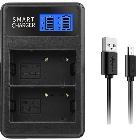 HAISENG EN-EL3E EN-EL3 Double station de chargement LCD pour D90 D80 D300S D300 D700 D200 D50 D70 D70s D100