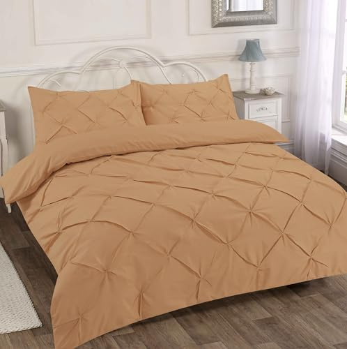 Home Sweet Home UK Pintuck Super King Size Duvet Cover Sets Soft PolyCotton Duvet Cover Sets Super King With Button Closure Non-Iron Easy Care Bedding With Matching Pillowcase